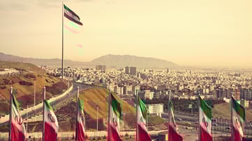Image of Iranian city and flag