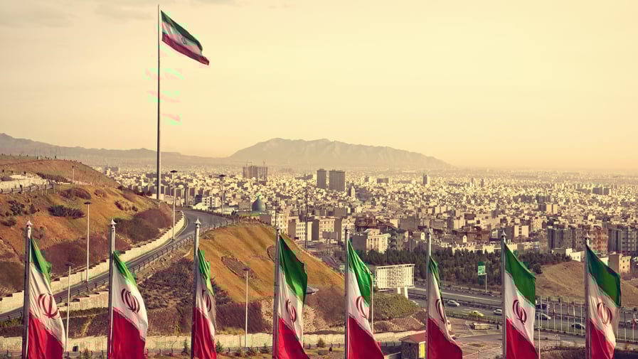 Image of Iranian city and flag