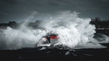 Vessel in choppy ocean