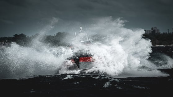 Vessel in choppy ocean