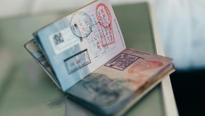 Passport book with stamps