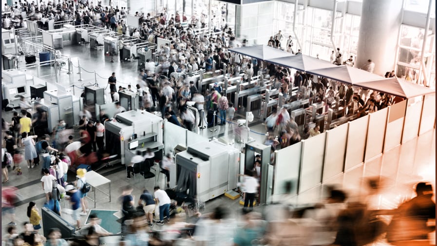 Crowd of people at airport