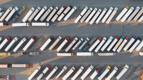 Row of trucks parked