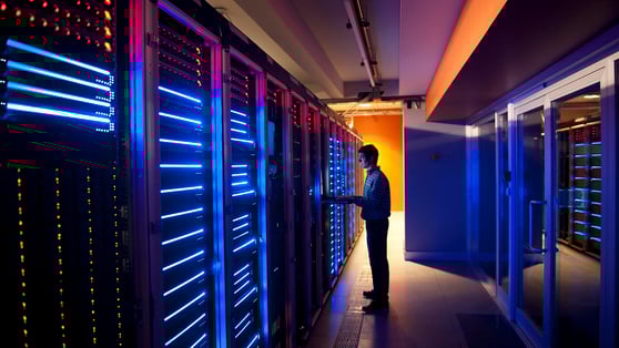 man in a server room