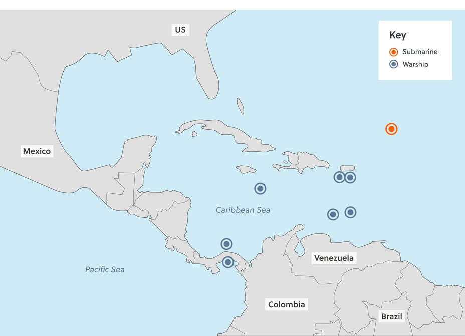 GKB Qtr 3, US military build-up in the Caribbean_map