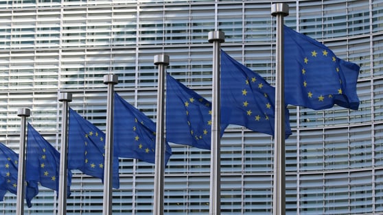 EU flags at the European Commission Berlaymont building