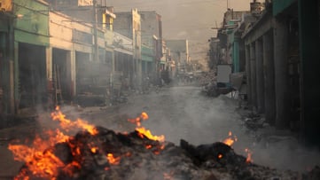 Destroyed buildings in Haiti