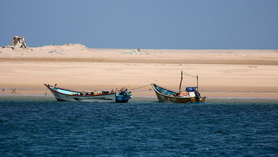 Small fishing boats in the port of Bossaso Somalia the same are used for piracy in the gulf of Eden