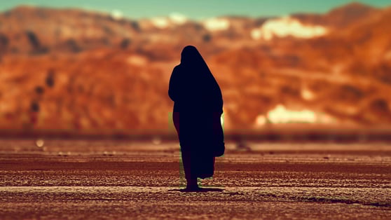 Islamic person walking away