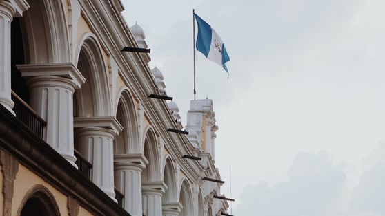 Guatemala flag on top of a building