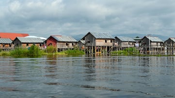 Traditional wooden houses at Inle Lake, Shan State, Myanmar