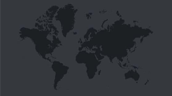 A black world map on a charcoal background
