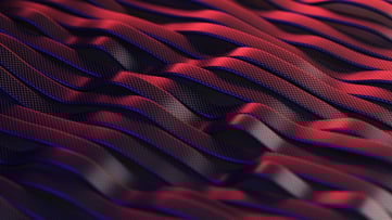 Black carbon fiber motion background. Technology wavy line with red neon glowing light 3d illustration