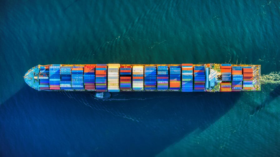 Aerial view of a cargo ship