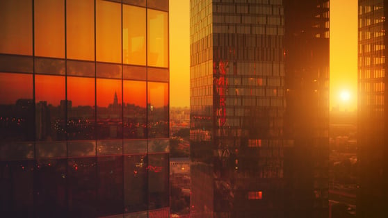 Building at sunset