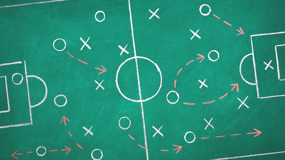 drawing of sports strategy on a field