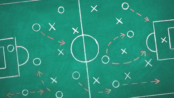 drawing of sports strategy on a field