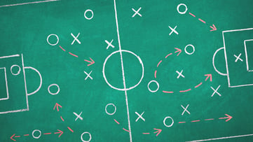 drawing of sports strategy on a field