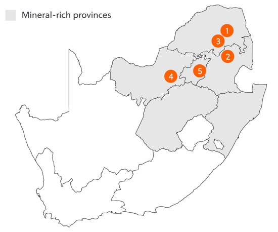 S-RM GKB Mining Extortion South Africa Map
