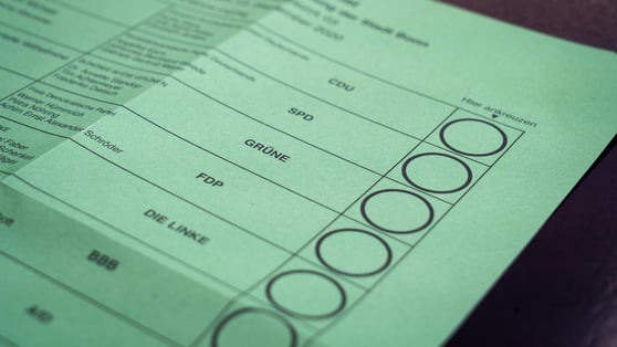 Ballot paper showing tick boxes